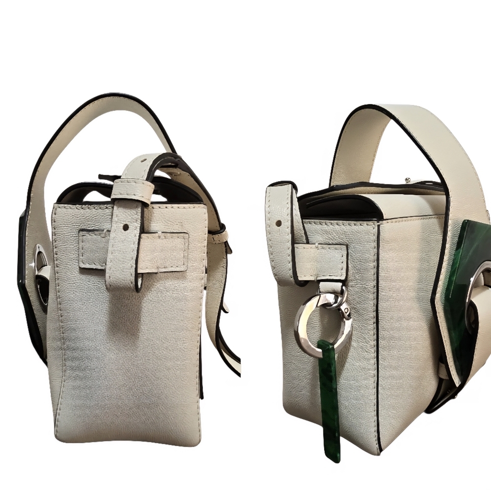 Ganni Leather Micro Crossbody Box Bag In Egret Color & Dustbag-Like New - Picture 6 of 17
